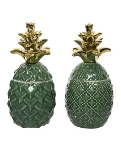 Objekt dekorativ, Pineapple, Porcelan, Jeshile, 11x11xH21.5 cm