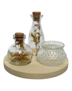 Decorative object, wooden/glass, Transparent/wooden, Ø18xH35 cm