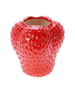 Decorative vase, dolomite, red, strawberry, H17.3 x W16.5 x D16 cm