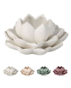 Candle holder, porcelain, various, lotus flower, H6.5 x L13 x W12.5 cm
