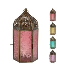 Decoration lantern, metal, glass, various, H20 x L10 x W9 cm