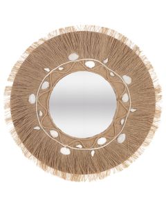 Pasqyrë dekorative, qelq, bezhë, ø40 cm