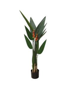 Artificial flower,  Strelitzia Reginae , in pot, plastic, green/ black, 120 cm