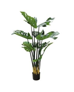 Artificial flower,  Monstera, in pot, plastic, green/ black, 140 cm