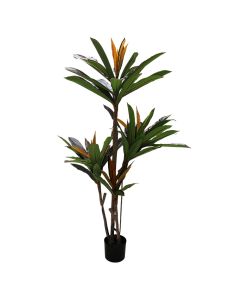 Artificial tree,  Dracaena fragrans, in pot, plastic, green/ black, 160 cm