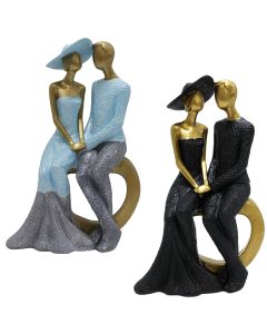 Decorative statue, Couple, resin, black/ bronze, 19x11xH31.5 cm