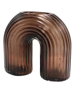 Vazo dekorative, xham, kafe, 21x9xH20 cm