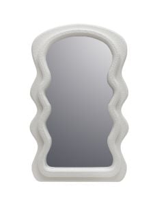 Decorative mirror, resine/glass, white, 15xH25 cm