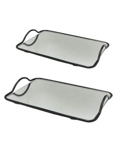 Tabaka dekoruese, metalike+xham, e zezë, 25x15 cm/27x18 cm