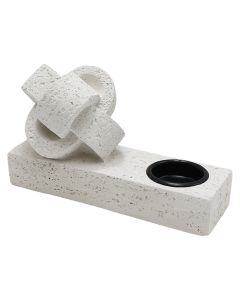 Candle holder, resine, white, 17xH11 cm