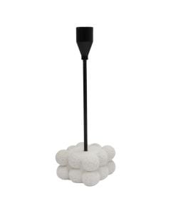 Mbajtëse qiriri, metalike/rezinë, floriri/e bardhë, 7xH23 cm