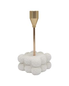 Candle holder, metallic/resine, gold+white, 7xH17 cm