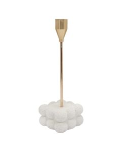 Candle holder, metallic/resine, gold+white, 7xH23 cm