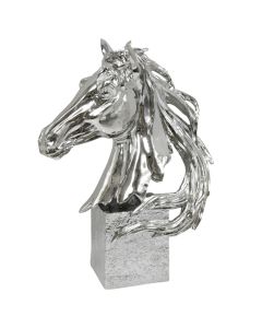 Decorative object, Horse, resin, silver, 30xH41 cm