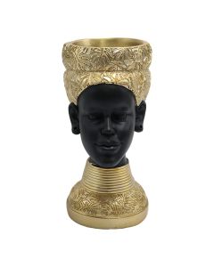 Decorative vase, resine, gold/black, 13x18.5xH26.5 cm