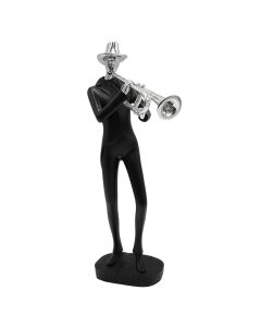 Statujë dekorative, porcelan, e zezë/gri, 13X7.5xH29 cm
