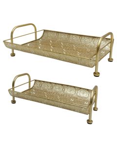 Tabaka dekoruese, metalike, floriri, 30xH42 cm/25xH37 cm