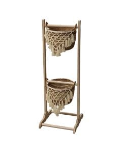 Decorative basket, straw, natural wood, 35x35xH102 cm