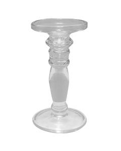 Mbajtëse qiriri, qelq, transparente, 10.5xH21 cm