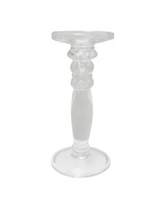 Mbajtëse qiriri, qelq, transparente, 10.5xH24 cm
