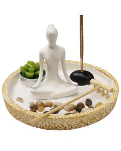 Statujë dekorative, BUDDHA, rezinë, e bardhë, 17×17xH15 cm