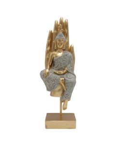 Statujë dekorative, BUDDHA,  rezinë, floriri/argjendi, 7×9xH28 cm