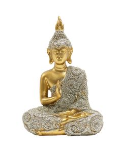 Decorative object, BUDDHA, resine, gold/silver, 10×5xH15 cm