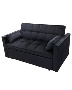 Sofa, velvet, wood structure, black, bed option, 140x84xH82