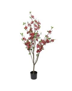 Artificial tree, Pomegranate, plastic, green/red, 135 cm