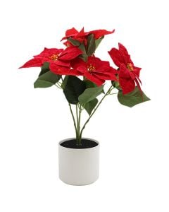 Artificial flower, plastic, red/white, 42 cm