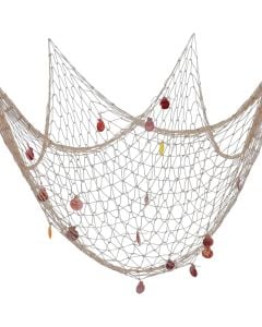 Decorative hunger, fishing net, cotton material+wood, grey, 100x200 cm