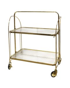 Multifunksional shelf, glass, stainless steel surface (gold), 60x24xH76 cm