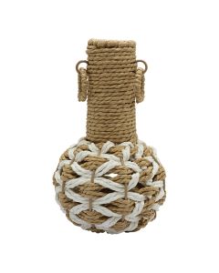 Decorative vase, rattan, natural/white, 15xH24 cm