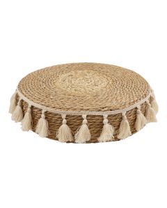 Pouffe, straw, beige, 40xH10 cm