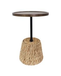 Coffee table, melamine top, metal structure+straw, brown/black, 40x40xH55 cm