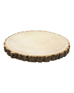 Decorative tray, wood, natural brown, Ø30xH2.5 cm