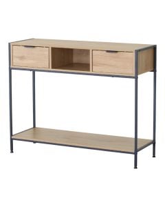 Console table, melamine, matt metal frame, Wild oak, 100x35xH81 cm