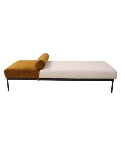 Bench, textile upholstery, wooden strucure, beige/ brown, 195x74xH48 cm