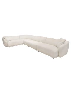 Corner sofa, textile upholstery, wooden strucure, white, 400x267xH67 cm