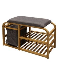 Shoe rack, bamboo, natural/ grey, 69.5x30xH45 cm