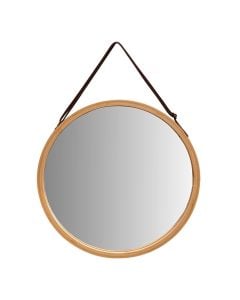 Pasqyrë dekorative, bambu/xham, natyrale, 40.5x33 cm