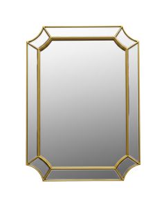 Decorative mirror, metal/glass, gold color, 90x65 cm
