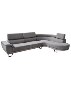 Corner sofa, right, textile upholstery, metal feet, dark grey, 290x198xH85 cm