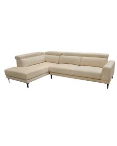 Corner sofa, left, textile upholstery, cream, 282x289xH93 cm