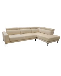 Corner sofa, right, textile upholstery, cream, 282x289xH93 cm