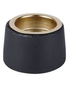 Tealight holder, wood/metal, black/gold, 7x7xH4 cm