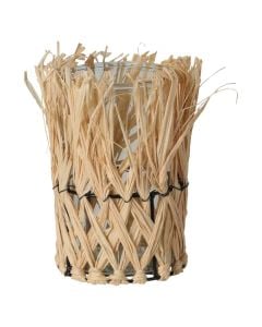 Mbajtëse qiriri, Raffia, qelq/kashtë, transparente/natyrale, 12x15 cm