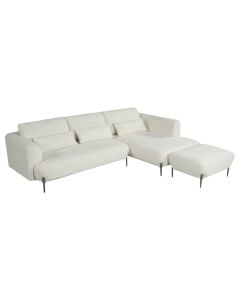 Corer sofa, right, textile upholstery, metal feet, white, (274x176xH82 cm)x(65x82xH41 cm)