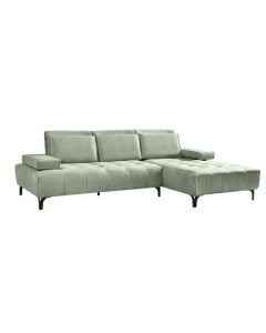 Corner sofa, right, textile upholstery, metal feet, light green, 197x197xH88 cm