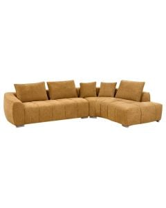 Divan këndor, djathtas, tapiceri tekstili, këmbë metalike, portokalli, 208x218xH85 cm